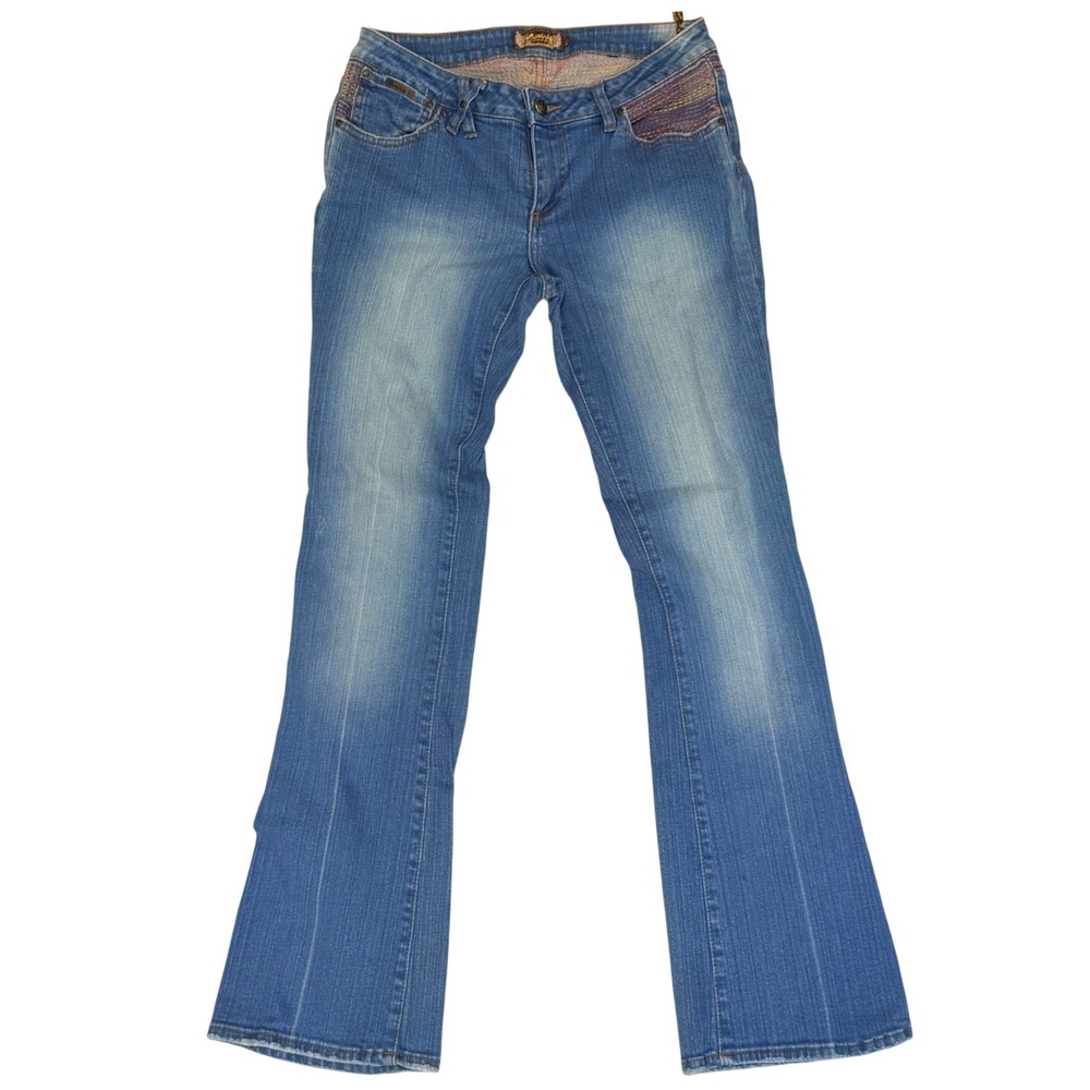 Luxirie by LRG Jeans Womens 30 Blue Cotton Embroidered Bootcut Low Rise Y2K Boho